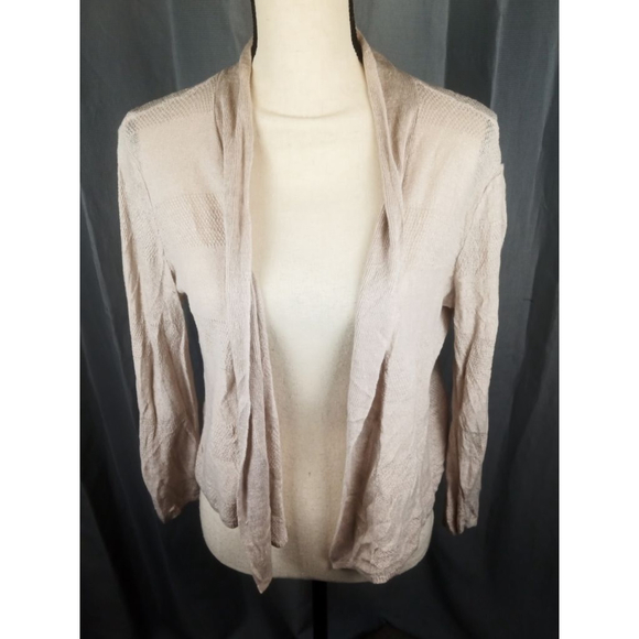 Women's Cynthia Rowley Beige Knit Open Front Cardigan Sweater L - Picture 1 of 5